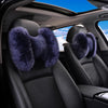 Genuine Sheepskin Fur  Bow Shaped Warming Car Seat Headrest Pillow (2 pcs)