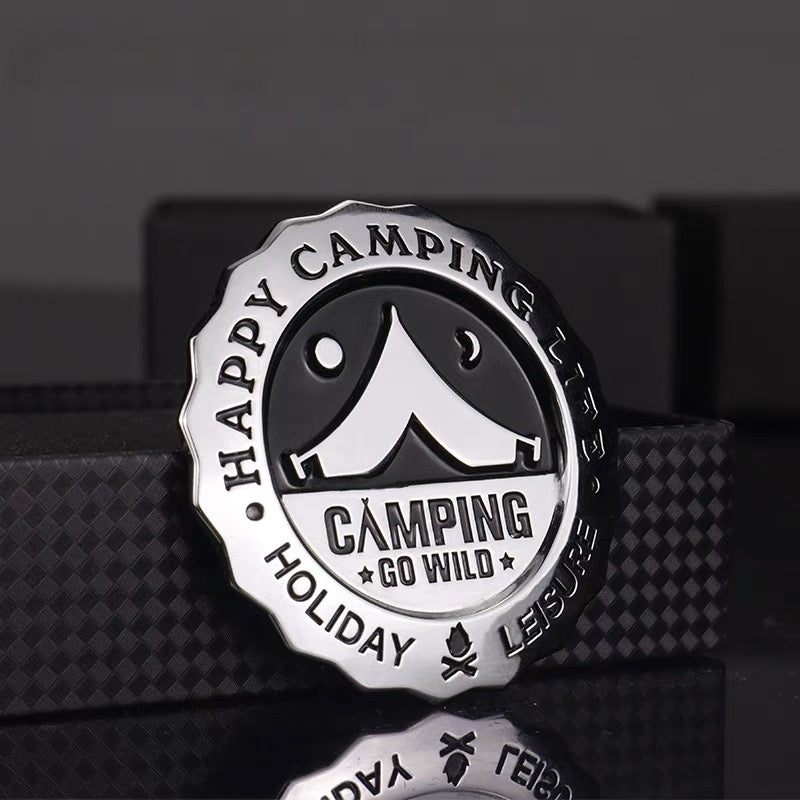 Happy Camping Go Wild 3D Chrome Metal Motorcycle Car Decal Sticker