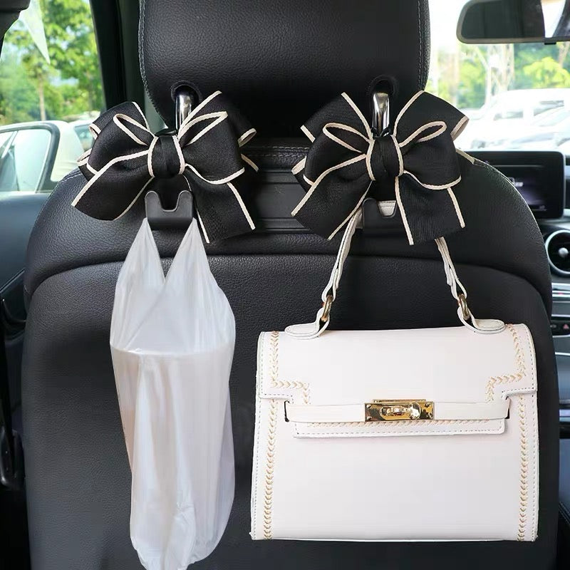 Tweed Bow and pearl Elegant Car Seat Hooks Hanger (2pcs) – Carsoda