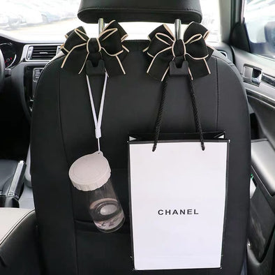 Black and white Elegant Bow Car Seat Hooks Hanger (2pcs) – Carsoda