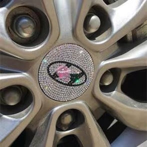 Bling Hyundai LOGO Stickers for Tire wheel Center Caps Emblem Decal Made w/ Rhinestone Crystals