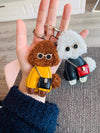 Handmade Teddy Keyring Dog Keychain leather charm for Car keys for handbag