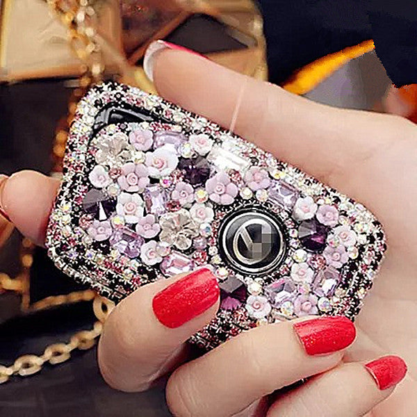 Lexus Purple Bling Car Key Holder with Rhinestones and flowers