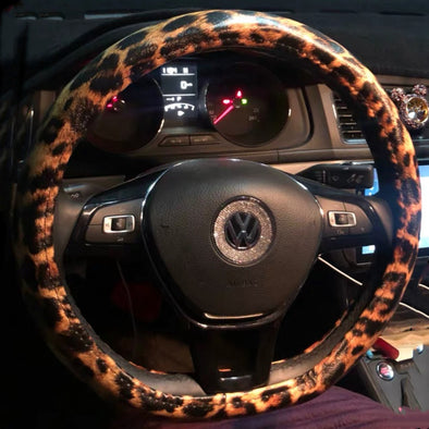 D-Shaped Cheetah Leopard Print Steering Wheel Cover
