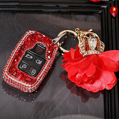 Jaguar XF Discovery Range Rover Land Rover Bling Car Key Holder FOB- Red