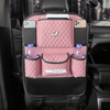 Pink Bling Back Seat Organizer -Cell phone water bottle iPad Tissue Holder with crown/camellia/swan