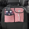 Small Pink Bling Back Seat Organizer -Cell phone water bottle iPad Tissue Holder with crown/camellia/swan