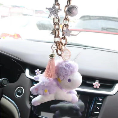 Car Mirror Charm-Unicorn and Pearl Rear View Mirror Pendant Ornament –  Carsoda