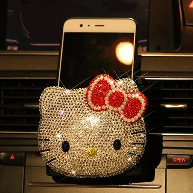 Bling Kitty Cat Car Air Vent Cell phone holder