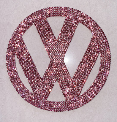 Pink Bling Rhinestones VW Volkswagen Front Grille or Rear Trunk Emblem Decal DIY