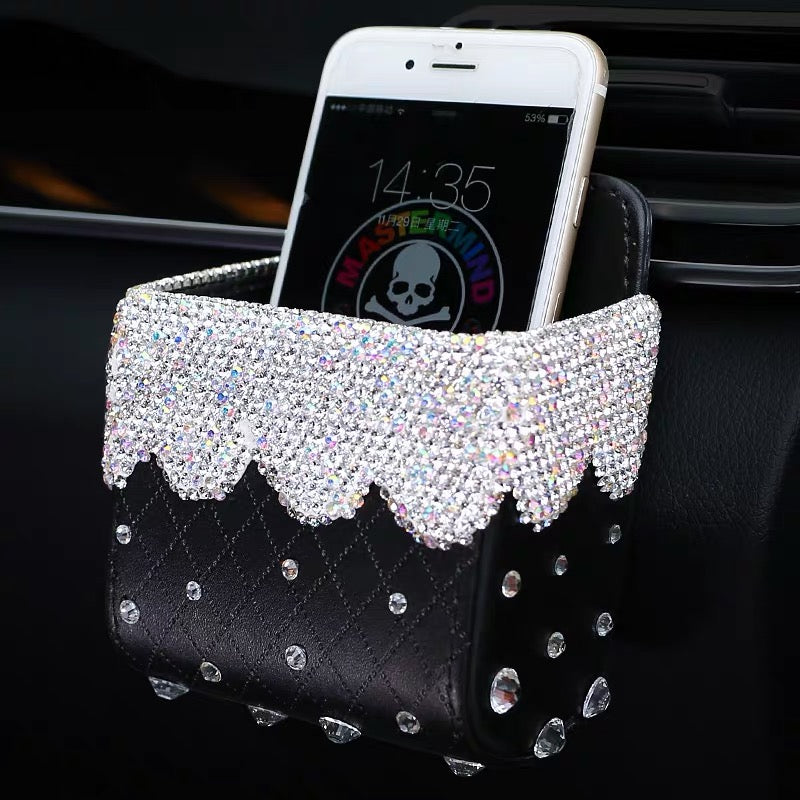 Bedazzled Bling Car Accessories -Neck Pillow Visor Organizor Tissue box Gear shift braker cover Steering Wheel cover