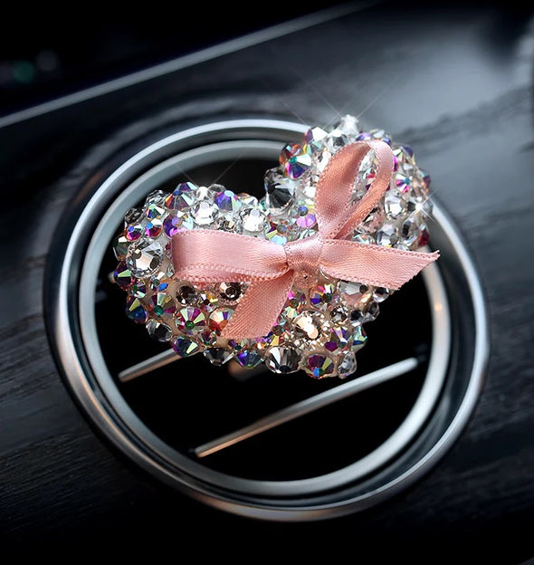 GiveMOJO Bling Heart Shaped Car Air Refreshener Vent Crystal Rhinestones Decoration with Freshener