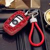 Hot Red Bling Car Key Holder with Rhinestones for BMW 3, 5, 7