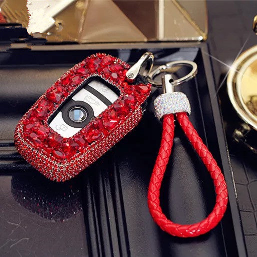 Hot Red Bling Car Key Holder with Rhinestones for BMW 3, 5, 7 Carsoda