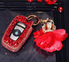 Hot Red Bling Car Key Holder with Rhinestones for BMW 3, 5, 7