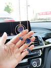 Bling car charm pendant blue universe planet stars for rearview mirror