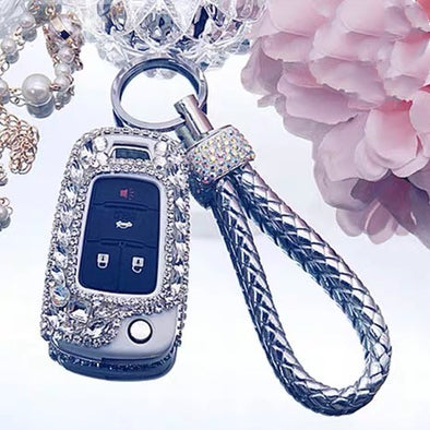 Silver Bling Car Key Holder with Rhinestones for Chevy Buick GL8