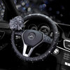Black Leather Steering wheel cover with Lace Flower
