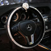 Bling Rhinestones Decorated Leather Steering wheel cover with Camellia