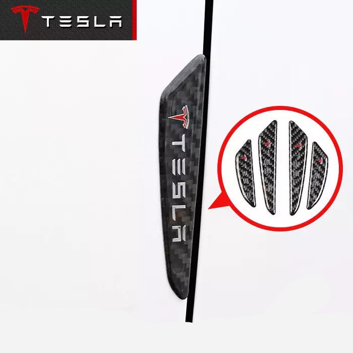 TESLA Car Door Protector Carbon Fiber Side Edge Protection Guards Stickers (4Pcs)