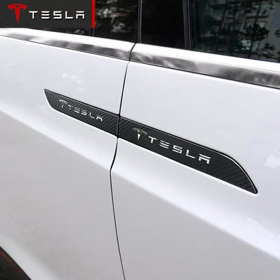 TESLA Car Door Handle Carbon Fiber Decal Stickers for Model X (4Pcs)