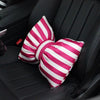 Pink Stripe Bow Shaped Car Seat Headrest Pillow - Carsoda - 2