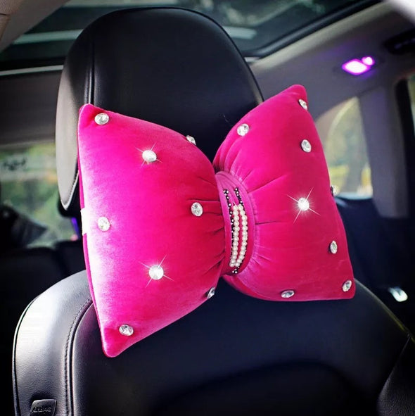 Neon Pink Pillow with Bling Rhinestones. - Carsoda