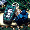 Emerald Green Bling Car Key Holder with Rhinestones for BMW