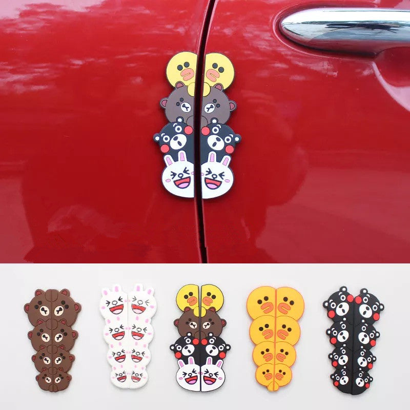 Line Cartoon Bear Cute Car Door Protector Side Edge Protection Guards Sticker (1pc)