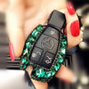 Emerald Mercedes Benz Bling Car Key Holder with Rhinestones and flowers