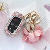 Pink Bling JEEP Dodge Chrysler Key FOB Leather Cover with Rhinestones- for Cherokee Wrangler