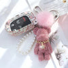 Pink Bling JEEP Dodge Chrysler Key FOB Leather Cover with Rhinestones- for Cherokee Wrangler