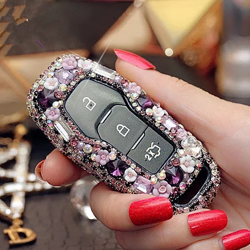 Ford Crystal Bling Car Key FOB Holder with Rhinestones - Explorer, Mondeo, Mustang and etc.