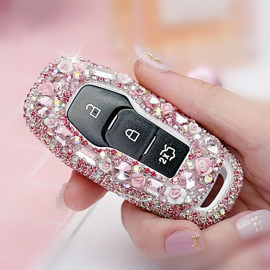 Ford Crystal Bling Car Key FOB Holder with Rhinestones - Explorer, Mondeo, Mustang and etc.