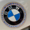 Blue Bling BMW LOGO Front or Rear Grille or Steering Wheel Emblem Rhinestone Decals with Sapphire Blue Diamonds
