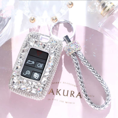 Silver 2021 2020 Bling Range Rover Evoque Land Rover Jaguar XF Discovery Crystal Car Key FOB Holder