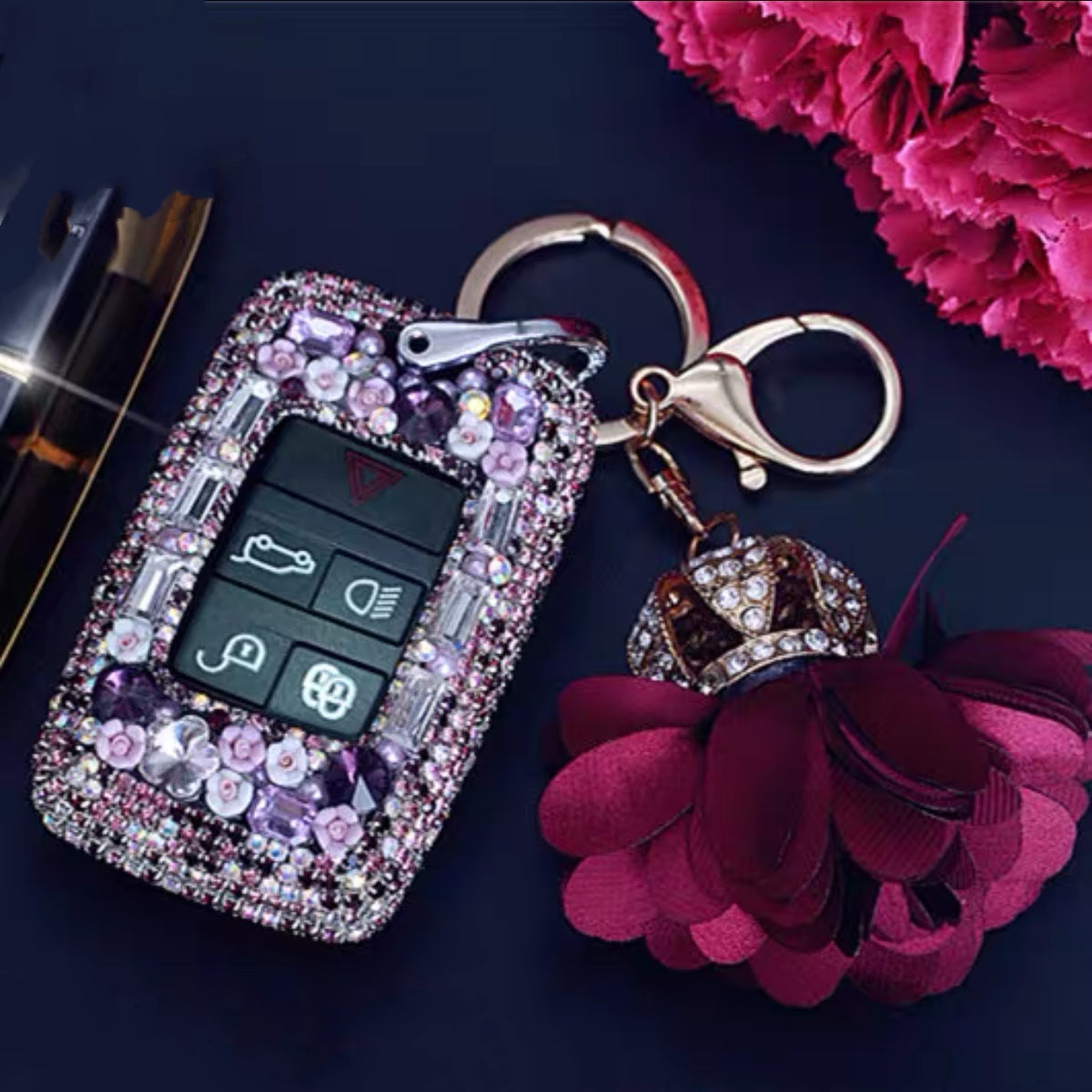 Car Key Pink Ranger Rover Bling Range Rover Evoque Land Rover Jaguar XF Discovery Crystal Car Ke