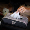 Crystal Bling Car Dashboard Flat Tissue Holder Box with Crown