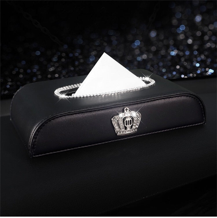 Crystal Bling Car Dashboard Flat Tissue Holder Box with Crown – Carsoda