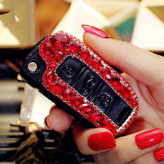 Hot Red Bling Car Key Holder with Rhinestones for Audi Q3 tt A3 A6 A1