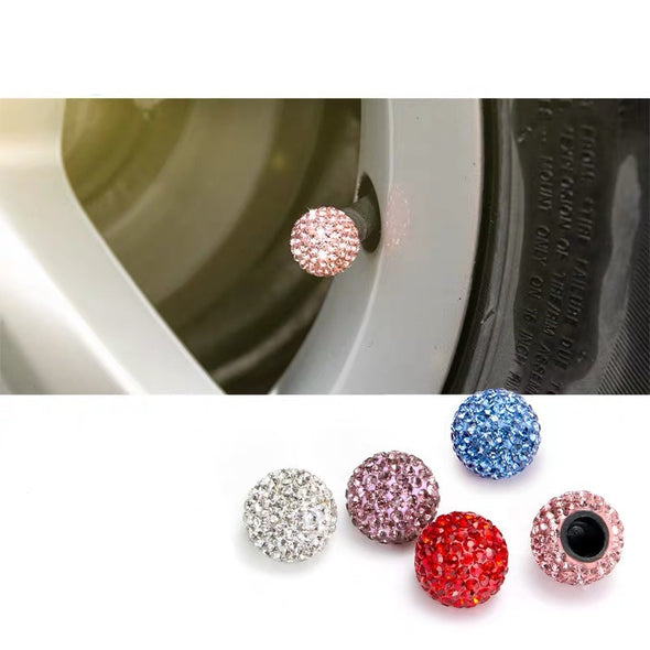 Bling Sparkling Car Wheel Air Tyre Valve Dust Caps Covers Set of 4