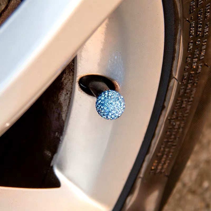 Bling Sparkling Car Wheel Air Tyre Valve Dust Caps Covers Set of 4