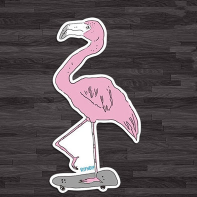 Mini Cooper Decal Flamingo on Skateboard Sticker