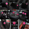 Black Velvet w/Pink Camellia Car Accessories - Steering wheel Cover, Seat  Belt Cover, Hand Brake, Gear Shift Cover, Pillow, Cushion