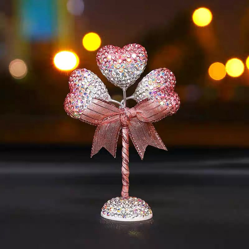 Bling Rhinestones Crystal Balloons Car Dashboard Decoration Swan Heart