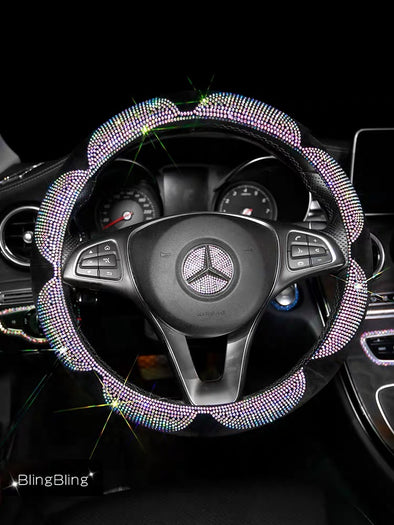 Flower Bling Bedazzled Steering Wheel Cover with Rhinestones – Carsoda