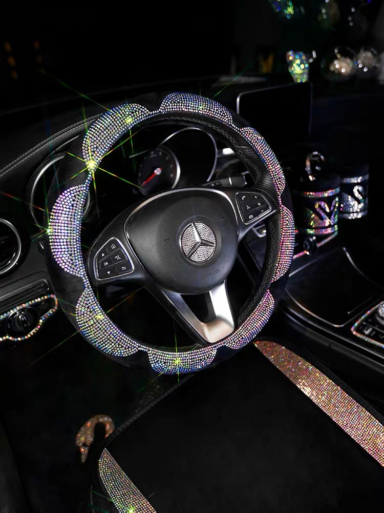 Flower Bling Bedazzled Steering Wheel Cover with Rhinestones – Carsoda
