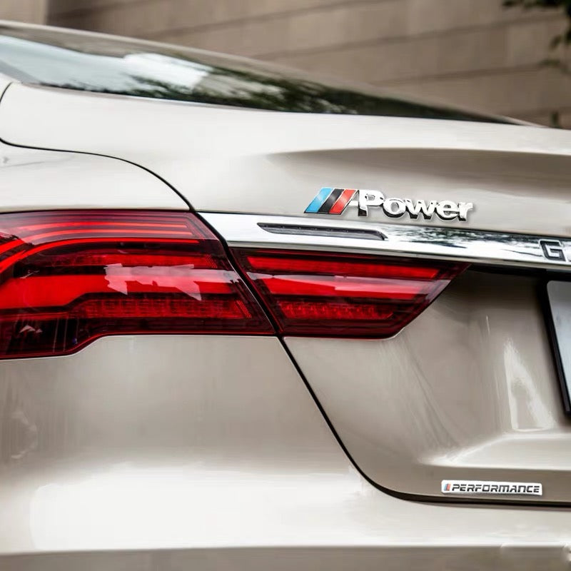 3D Chrome Metal Power Decal Sticker