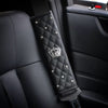 Black Leather Seat Belt Cover with Bling Crown (2x)