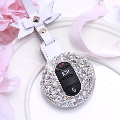 Silver Bling Bedazzled  BMW Mini  F54 F55 Key Leather Case